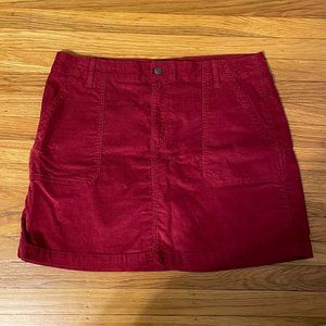 Burgundy High Waisted Corduroy Mini Skirt, 16